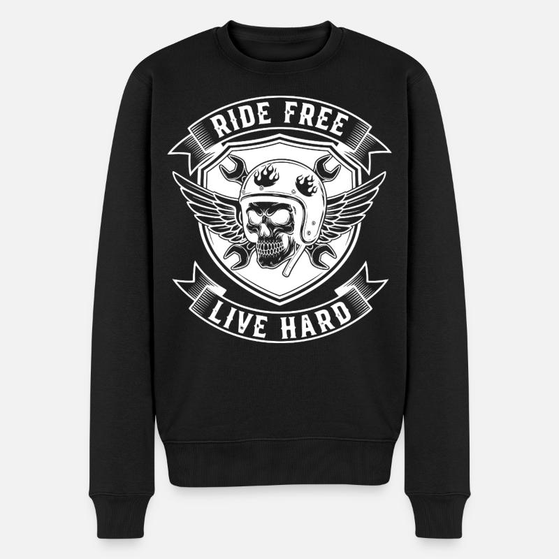 Biker Design - Roulez librement, vivez dur - Pull Premium bio Homme - noir