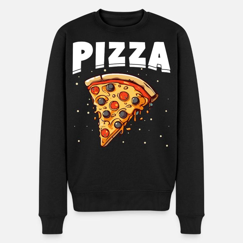 Pizzastück mit Schwarz und roten Belegen - Männer Premium Bio Pullover - Schwarz