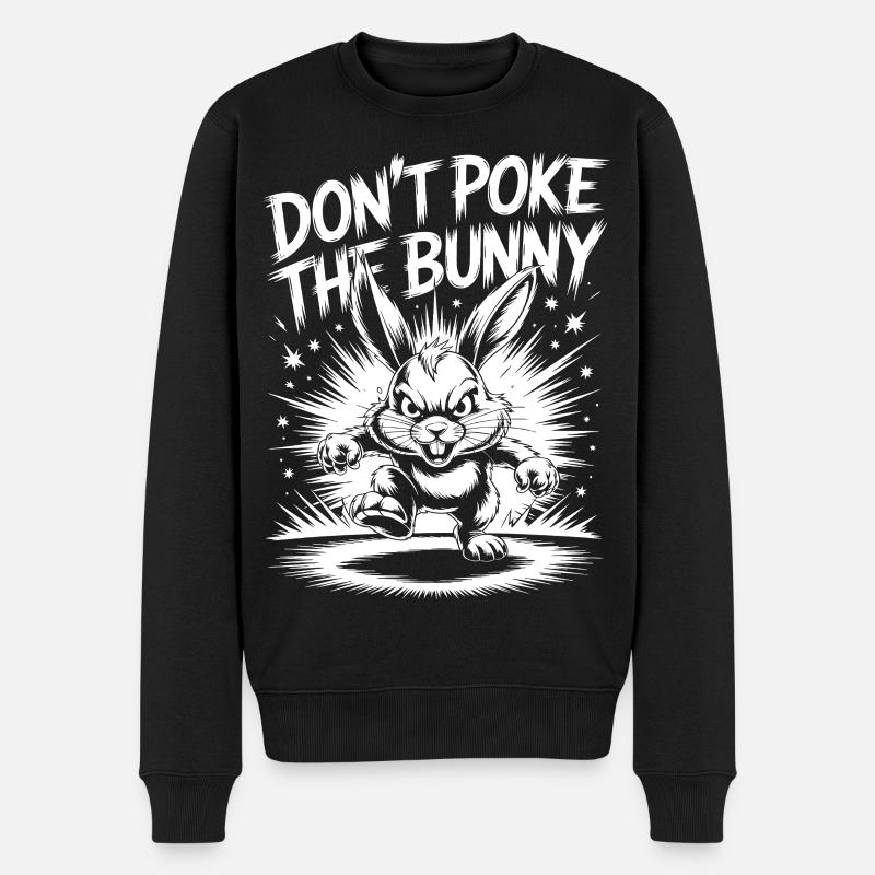 Warning about the aggressive rabbit - Men's Premium Organic Jumper - black