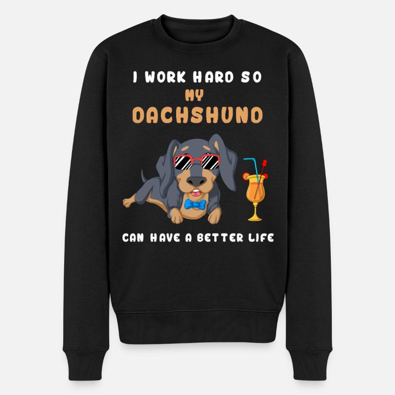 I Work Hard Dackel T-Shirt - Männer Premium Bio Pullover - Schwarz