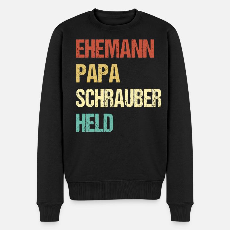 Ehemann Papa Schrauber Held - Männer Premium Bio Pullover - Schwarz