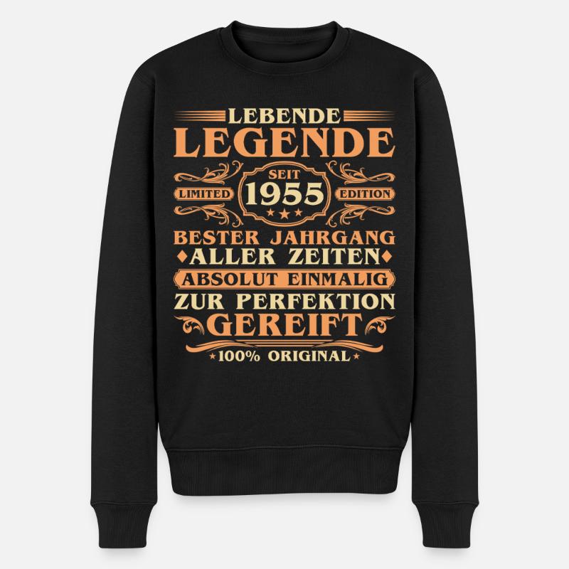70e anniversaire Né en 1955 Millésime - Pull Premium bio Homme - noir