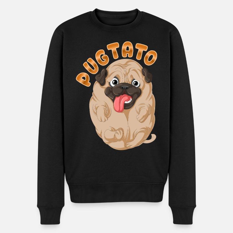 Pugtato Mops Kartoffel Lustig - Männer Premium Bio Pullover - Schwarz