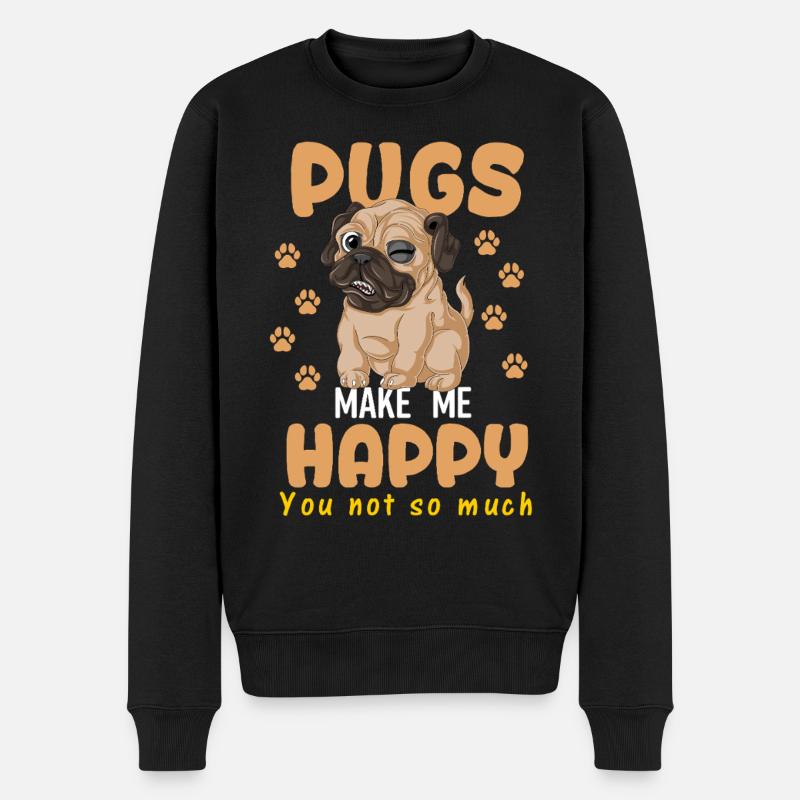 Chemise Pugs Make Me Happy - Pull Premium bio Homme - noir