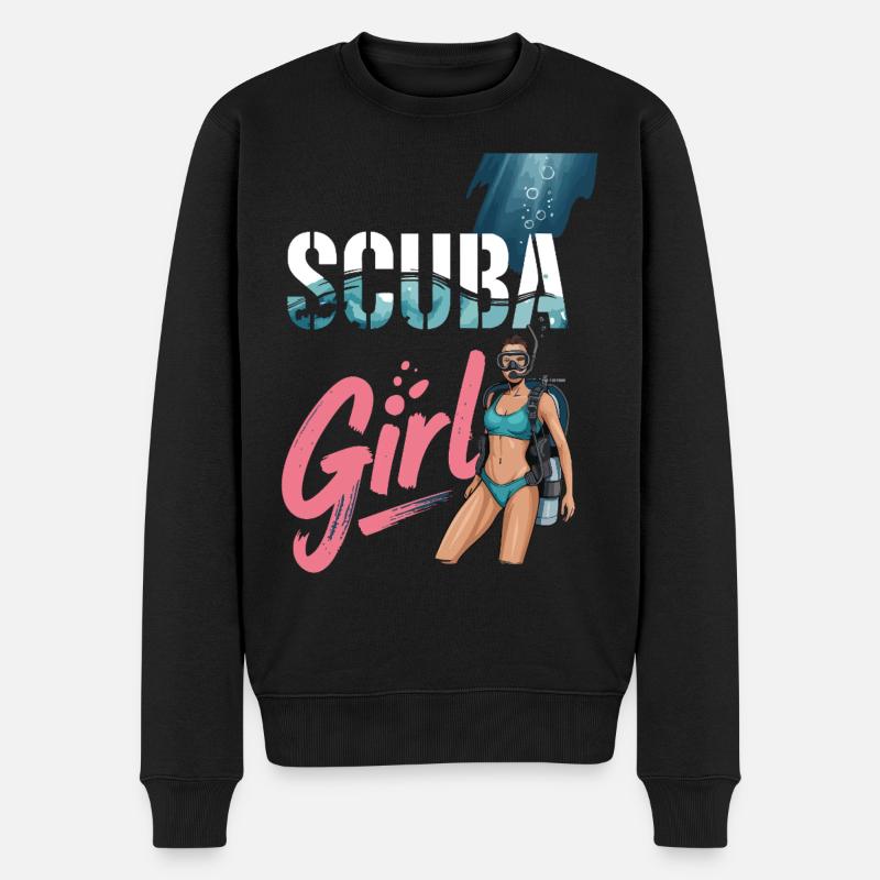 Scuba Girl Taucherin Design - Männer Premium Bio Pullover - Schwarz