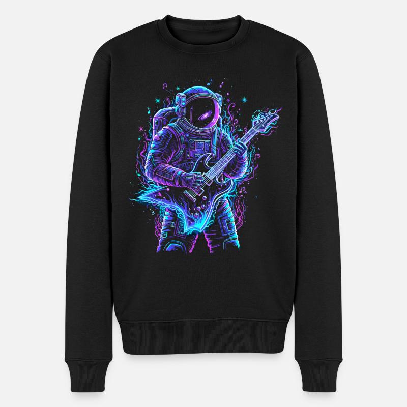 Astronaut Musician - E-Gitarre - Männer Premium Bio Pullover - Schwarz