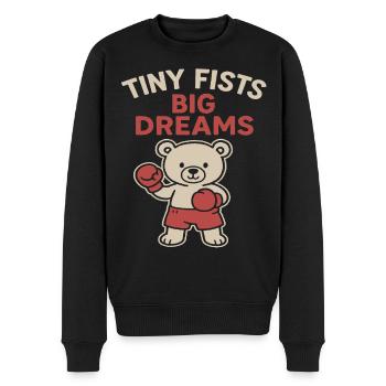 Kuschelbär mit Boxing-Motiv und Motivationsspruch - Männer Premium Bio Pullover - Schwarz - Vorne - Nico (187cm)