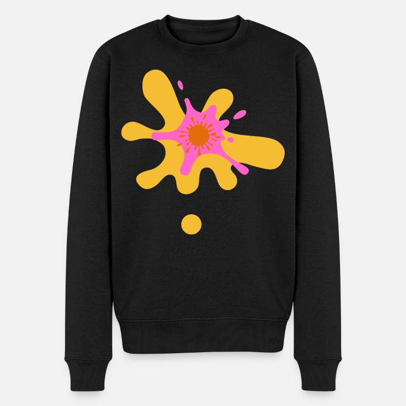 Kunstvolles Farbexplosion Design - Männer Premium Bio Pullover - Schwarz