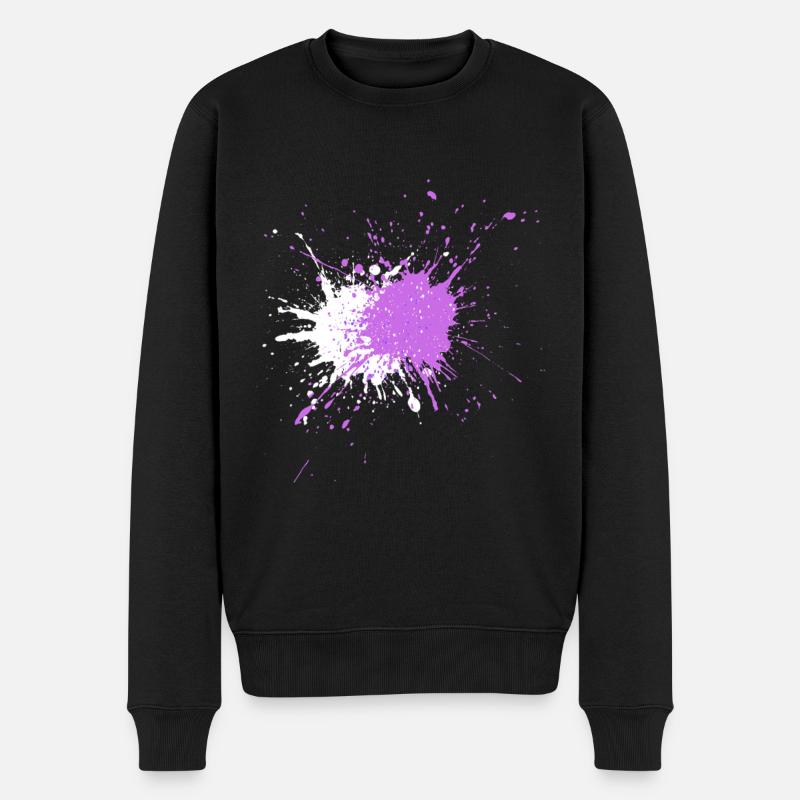 Aquarellartige Farbspritzer - Männer Premium Bio Pullover - Schwarz