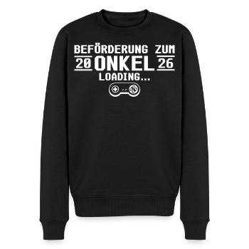 Werdender Onkel 2026 loading - Patenonkel - Männer Premium Bio Pullover - Schwarz - Vorne - Nico (187cm)