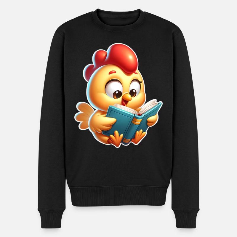 Huhn Lesen - Männer Premium Bio Pullover - Schwarz