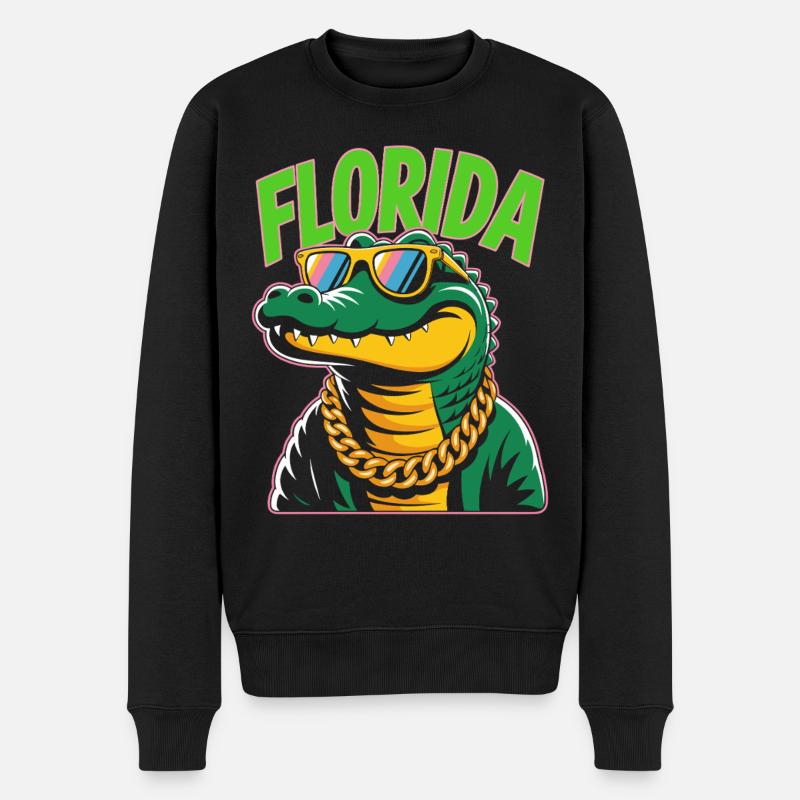 Florida Alligator - Männer Premium Bio Pullover - Schwarz