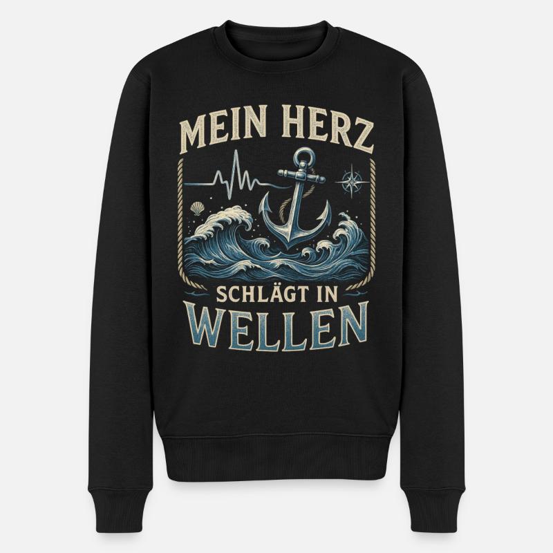 Mon cœur bat par vagues - Pull Premium bio Homme - noir