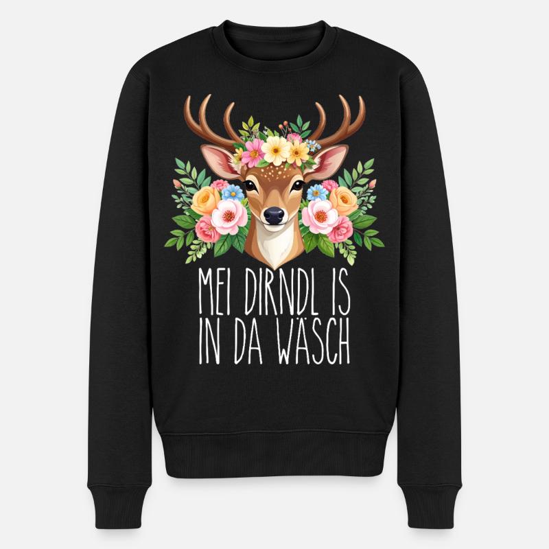 Mei Dirndl is in da Wäsch - Männer Premium Bio Pullover - Schwarz