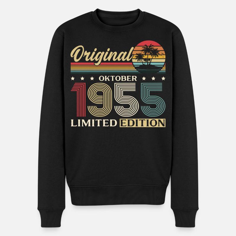 70. Geburtstag Original Oktober Jahrgang 1955 - Männer Premium Bio Pullover - Schwarz