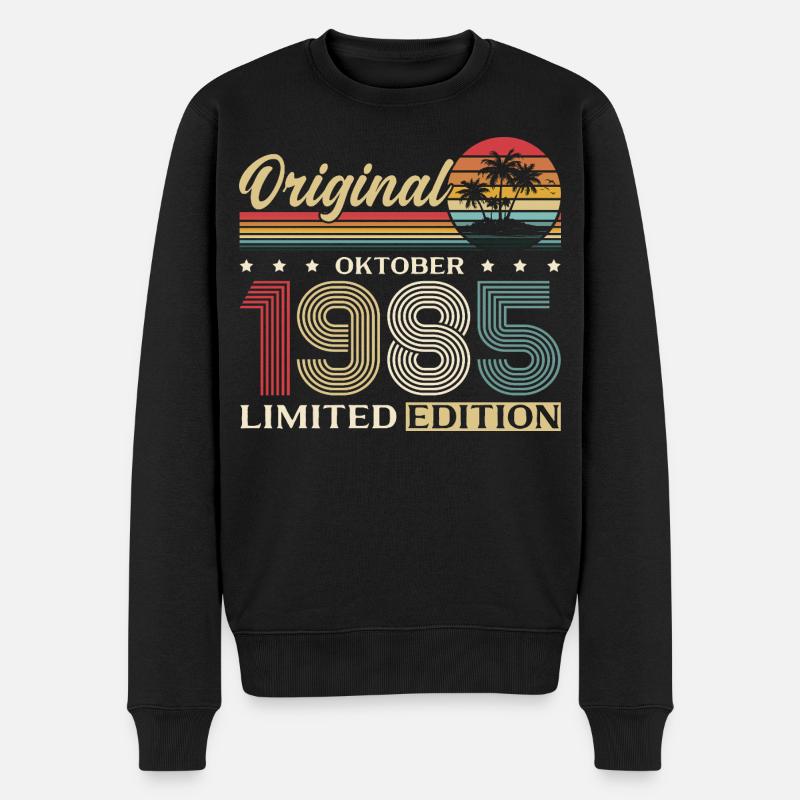40. Geburtstag Original Oktober Jahrgang 1985 - Männer Premium Bio Pullover - Schwarz