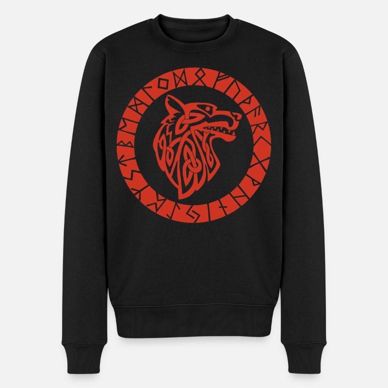 Emblème viking du loup rouge - Pull Premium bio Homme - noir