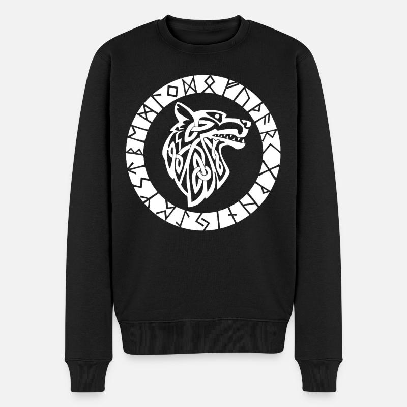 Emblème viking du loup blanc - Pull Premium bio Homme - noir