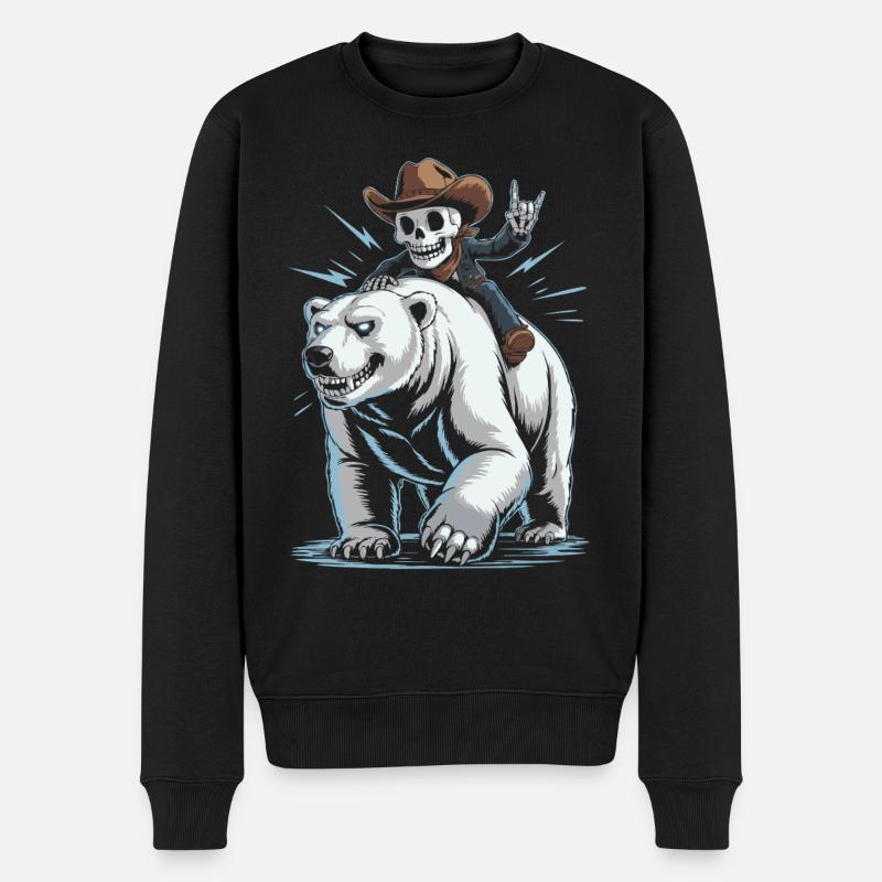 Skelett Cowboy Reitet Polarbär - Männer Premium Bio Pullover - Schwarz