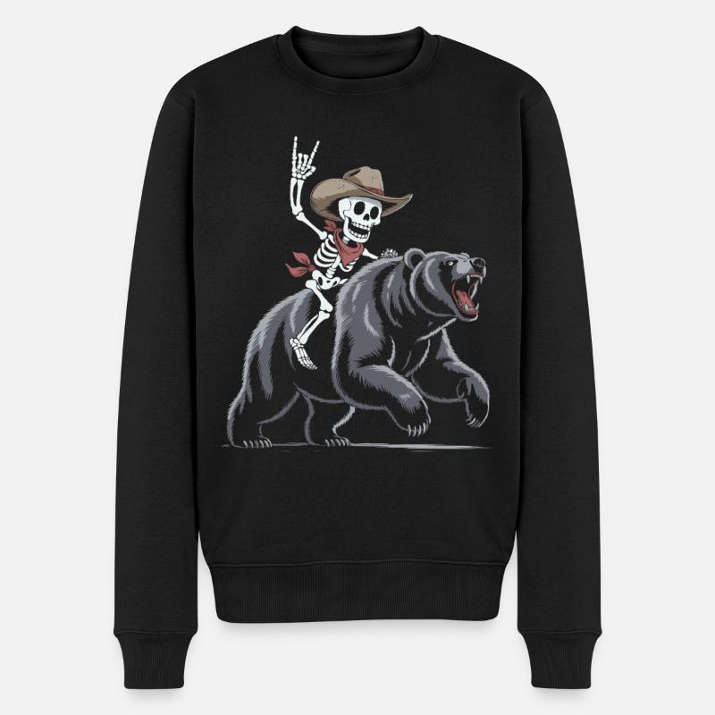 Rodéo de squelette sur ours - Pull Premium bio Homme - noir