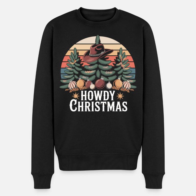 Howdy Christmas – Cowboy Weihnachten - Männer Premium Bio Pullover - Schwarz