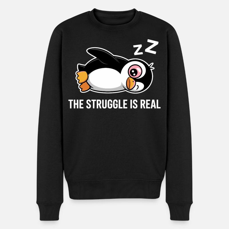 Pinguin Lustiger Spruch - Männer Premium Bio Pullover - Schwarz