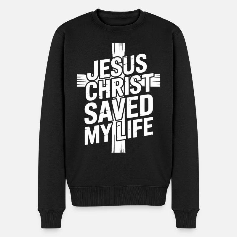 Jésus-Christ m’a sauvé la vie - Pull Premium bio Homme - noir