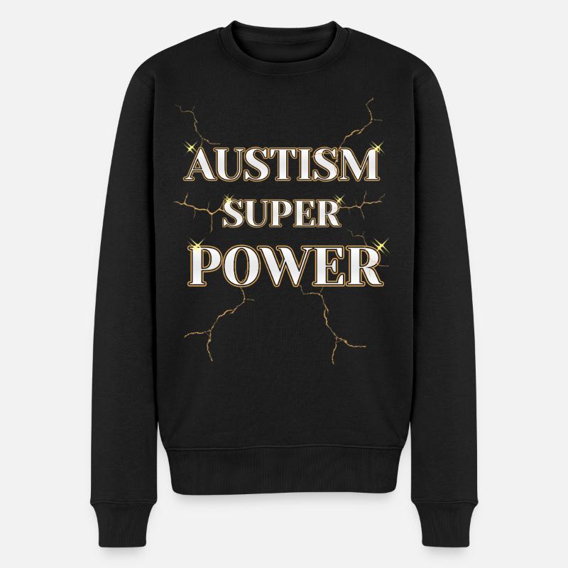 AUSTIM SUPER POWER MODERNES DESIGN - Männer Premium Bio Pullover - Schwarz