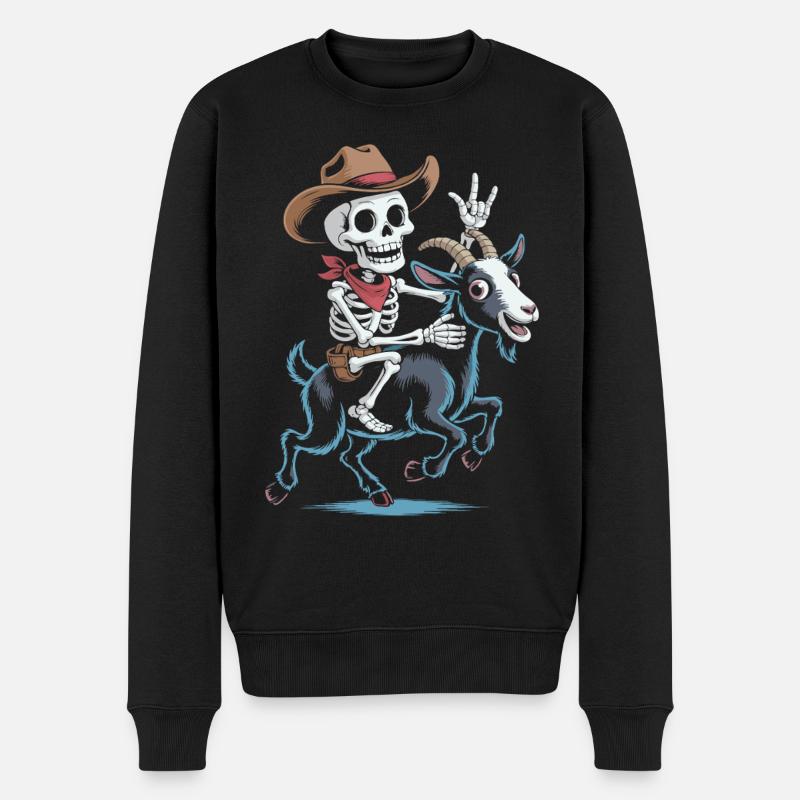 Squelette cow-boy sur chèvre - Pull Premium bio Homme - noir