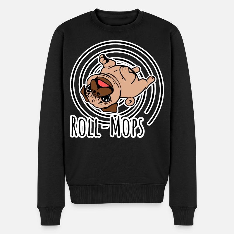 Rolling Pug - Un carlin roulant - Pull Premium bio Homme - noir
