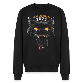 Halloween 2025 Schwarze Katze - Männer Premium Bio Pullover - Schwarz - Vorne - Nico (187cm)