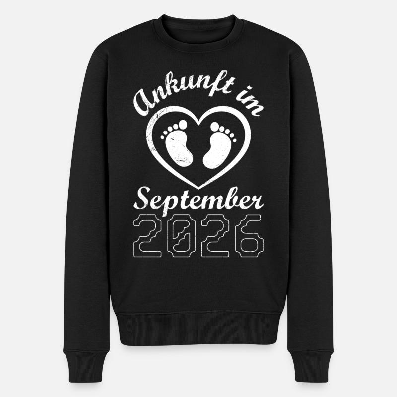 Werdende Mutter ANKUNFT IM SEPTEMBER 2026 - Männer Premium Bio Pullover - Schwarz