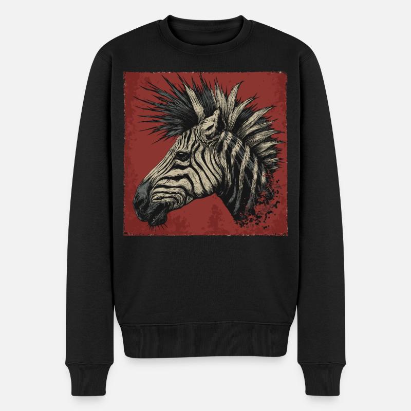 Punkrock Zebra - Männer Premium Bio Pullover - Schwarz