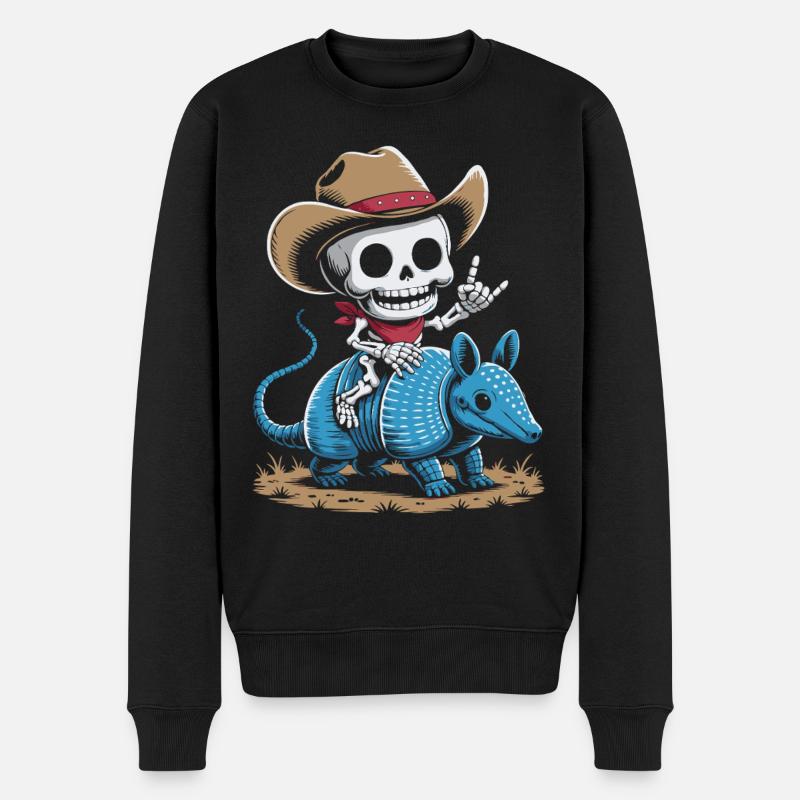 Cowboy squelette chevauchant tatou bleu - Pull Premium bio Homme - noir