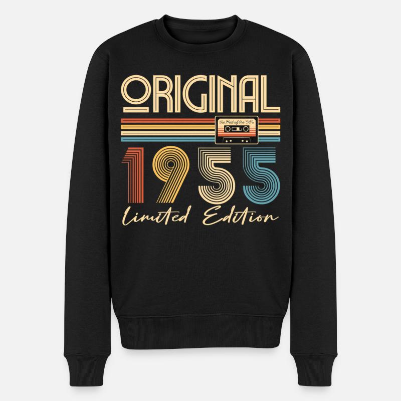 70. Geburtstag 70 Jahre Original 1955 - Männer Premium Bio Pullover - Schwarz