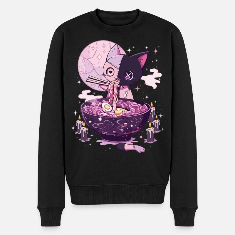 Kawaii Goth Pastel Chat Zombie Ramen - Pull Premium bio Homme - noir