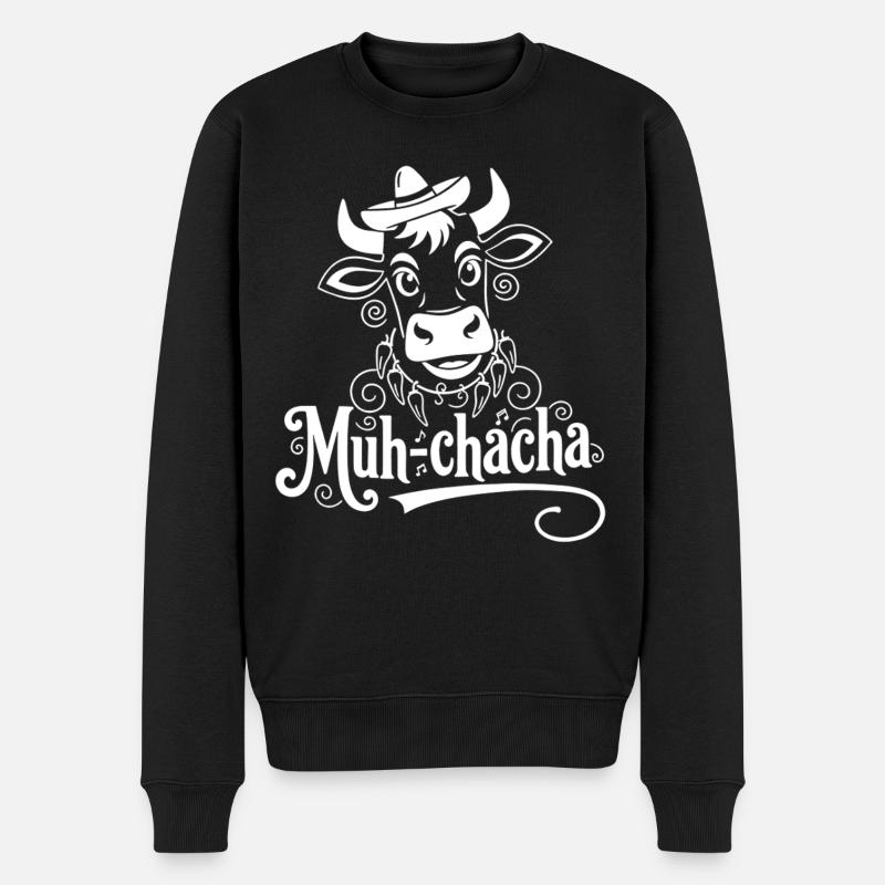 Muh-ChaCha Kuh mit Schnörkeln - Männer Premium Bio Pullover - Schwarz