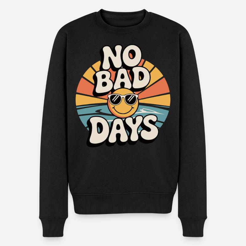 No Bad Days Sonnen Strand Retro - Männer Premium Bio Pullover - Schwarz
