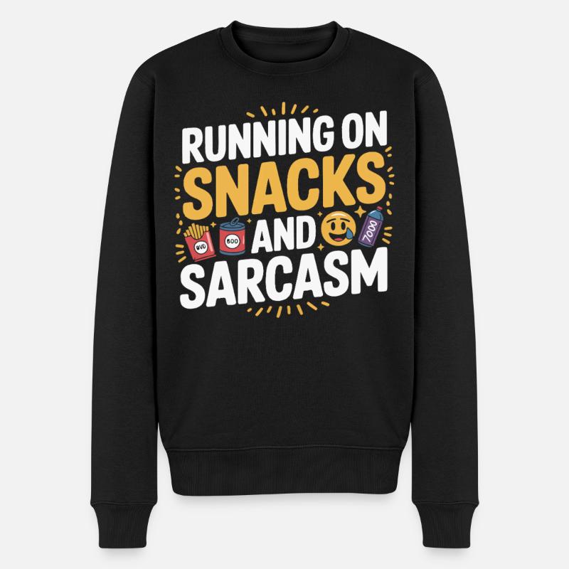 Running, snacks and sarcasm - Men's Premium Organic Jumper - black