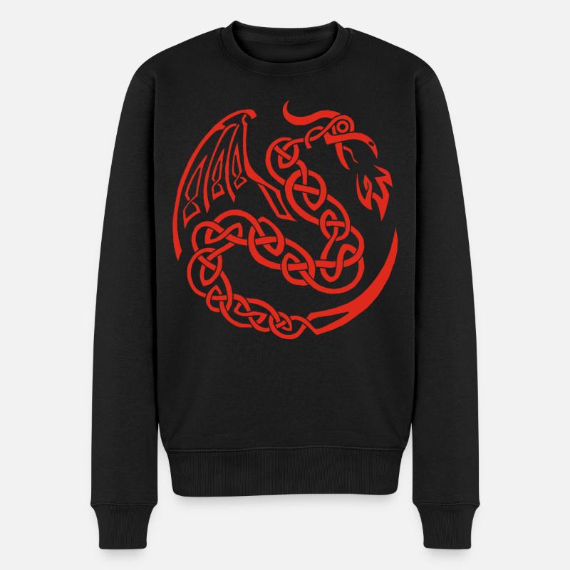 Roter keltischer Drache - Männer Premium Bio Pullover - Schwarz
