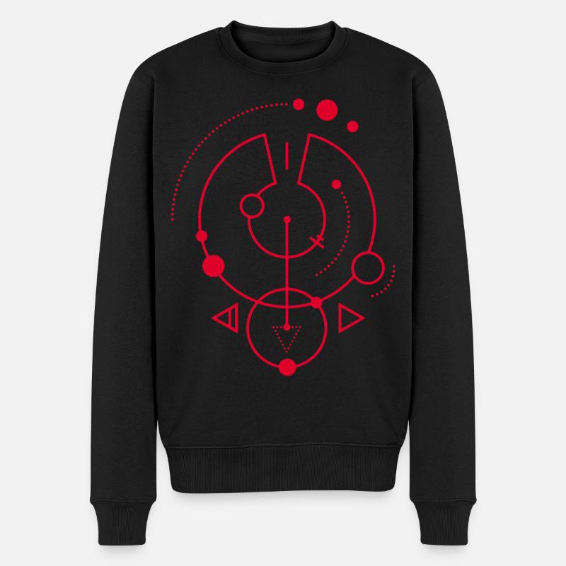 Rotes geometrisches Symbol - Männer Premium Bio Pullover - Schwarz