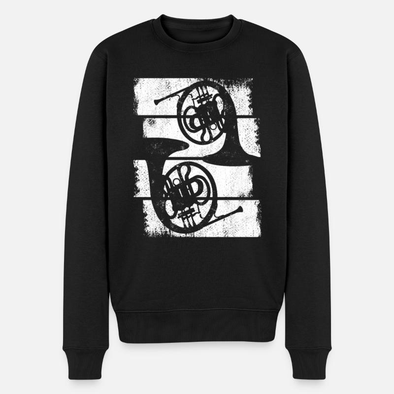Horn Musikinstrument - Männer Premium Bio Pullover - Schwarz