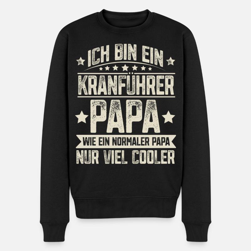 Kranführer Papa - Männer Premium Bio Pullover - Schwarz
