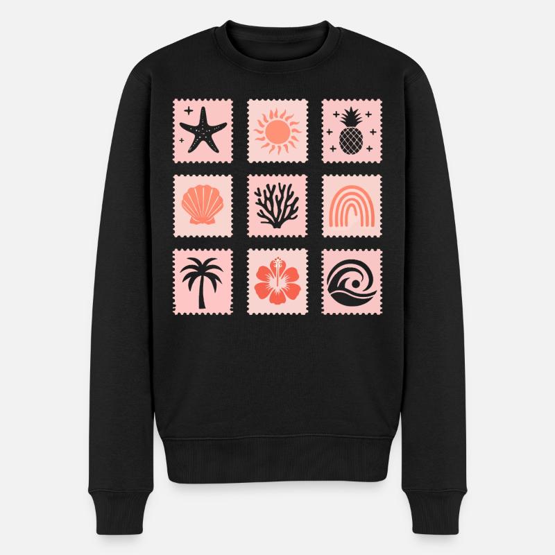 Collage de timbres nature - Pull Premium bio Homme - noir