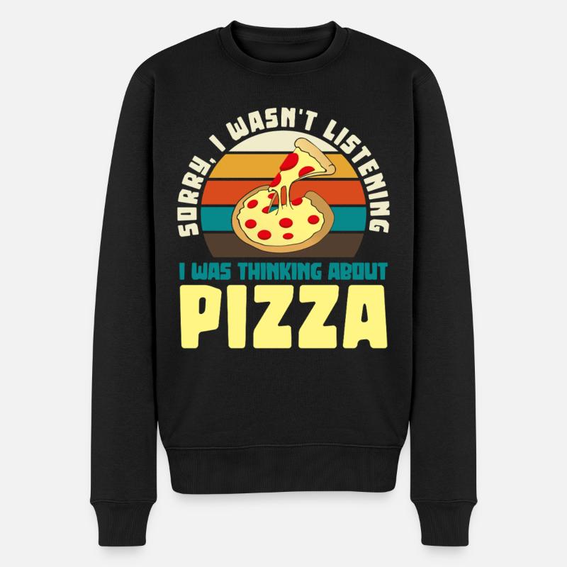 Pizza Träumer Retro Motiv - Männer Premium Bio Pullover - Schwarz