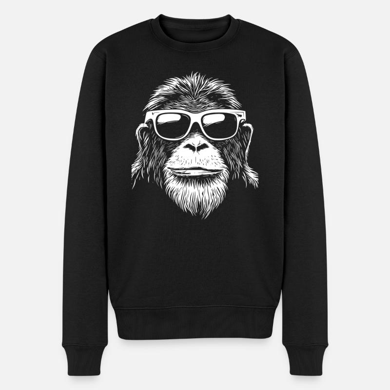 Cool Orangutan Orang Utan Affe Sonnenbrille - Männer Premium Bio Pullover - Schwarz