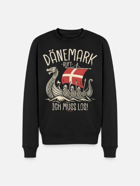 Dänemark ruft ich muss los Spruch - Männer Premium Bio Pullover - Schwarz