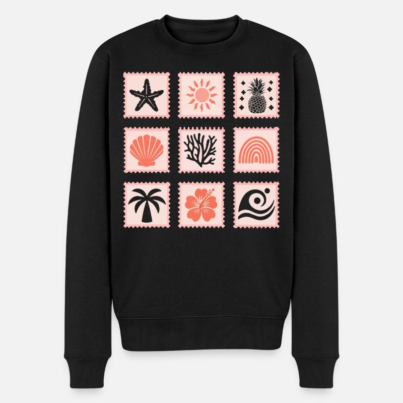 Collage de timbres nature - Pull Premium bio Homme - noir