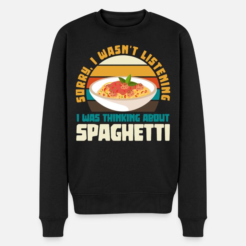 Spaghetti Denkpause Retro - Männer Premium Bio Pullover - Schwarz