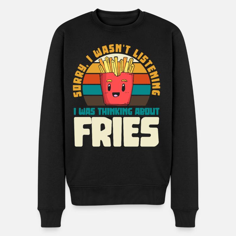 Fries Retro Humor - Männer Premium Bio Pullover - Schwarz